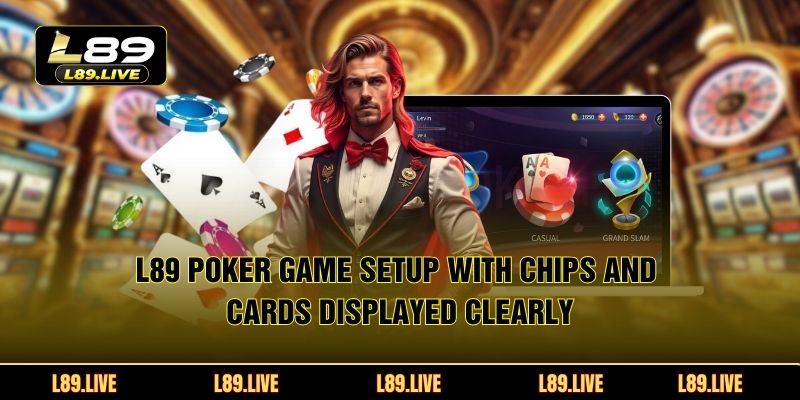 L89 poker game setup with chips and cards displayed clearly