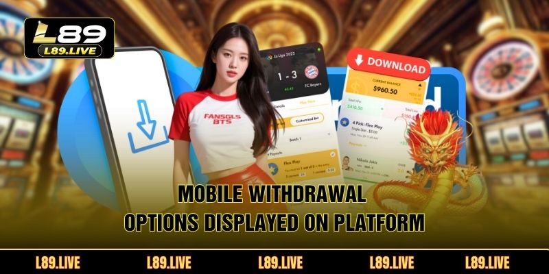 Mobile withdrawal options displayed on platform