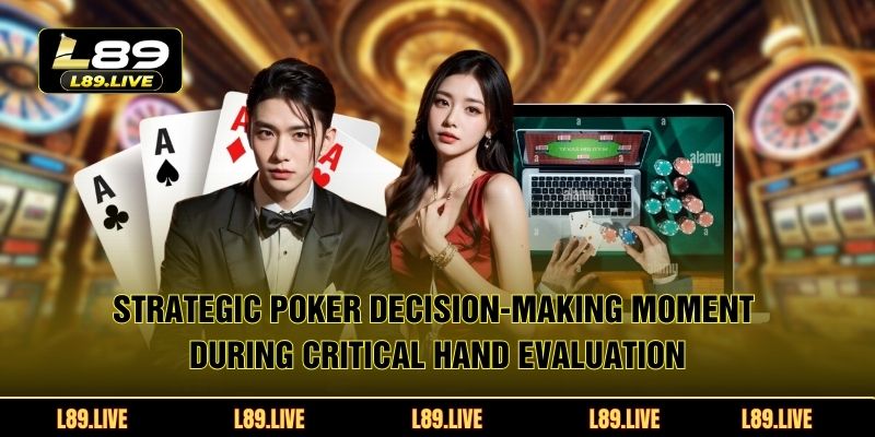 Strategic poker decision-making moment during critical hand evaluation