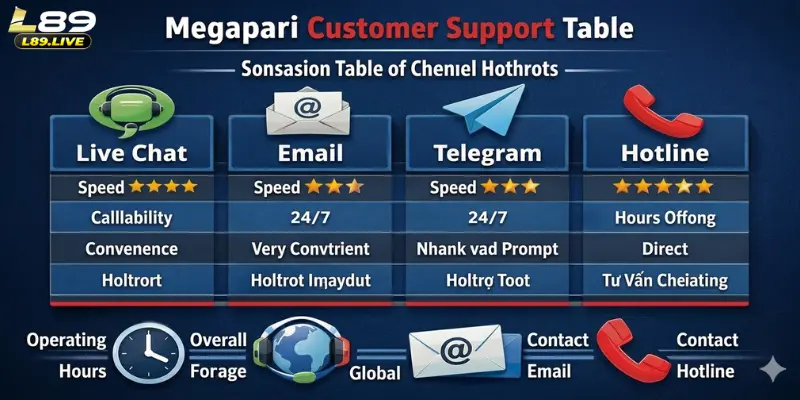Megapari Customer Support Table